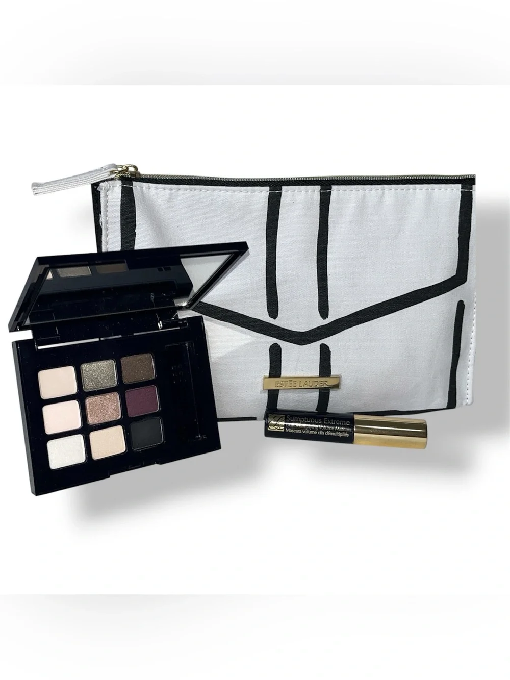Estee Lauder Pure Color Sculpting Eyeshadow Palette Mascara and Cosmetic Bag